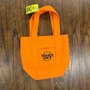 Trader Joe's Canvas Tote Bag Orange Halloween Grocery Mini Bag NWT